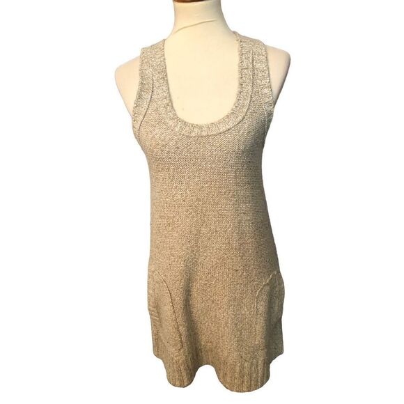 Rubbish vintage beige knitted raceback tank dress with front pockets - Picture 2 of 10